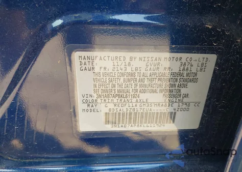 2019 Nissan Sentra Sv из США, поврежденный, VIN 3N1AB7AP8KL611924